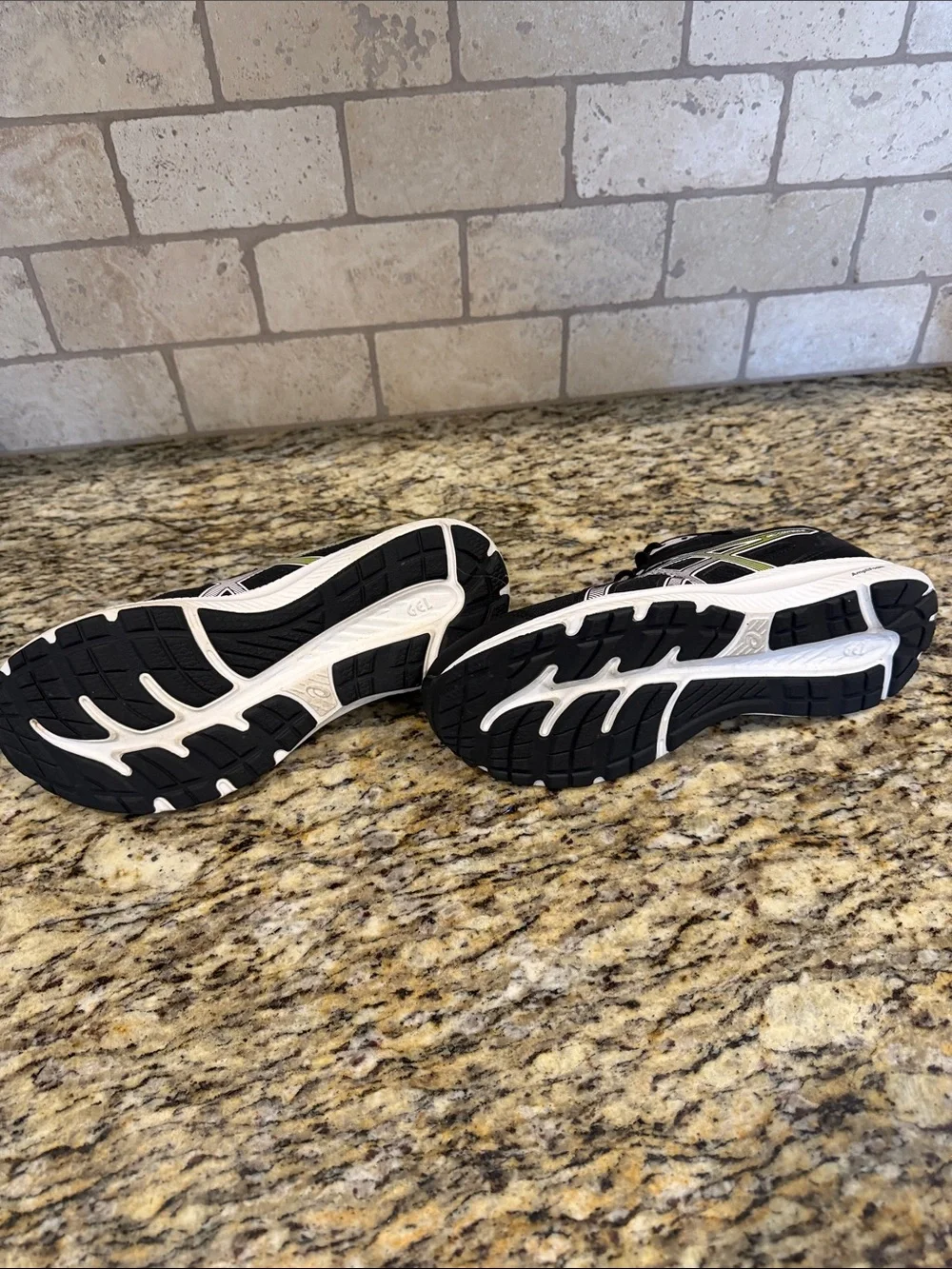 Asics Black Athletic Running Shoes with White and Lime Accents